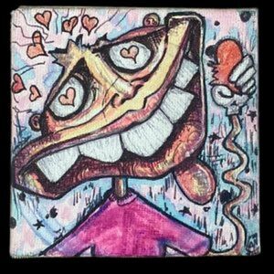 "Hungry for Love" Mini Canvas Art Work 4 x 4